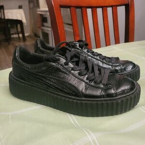 Puma Fenty By Rihanna Black Patent Creeper/Sneakers Baddie